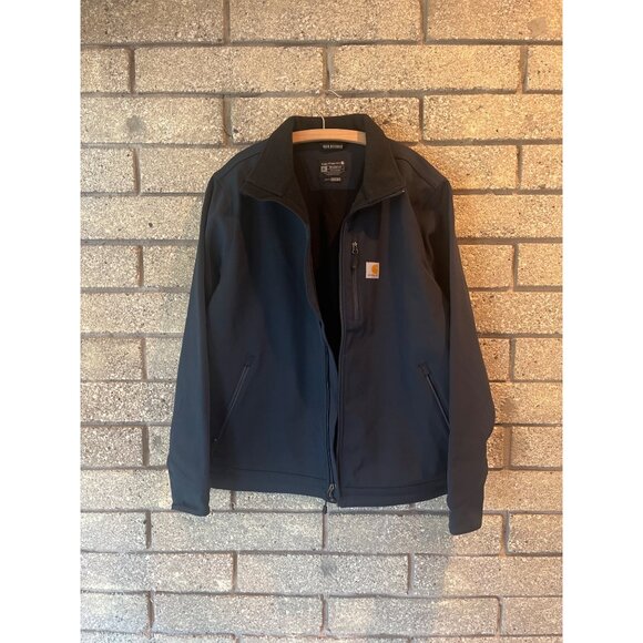 Carhartt Mens XL Rain Defender Soft Shell Jacket In Navy With Fleece Lining & Re - Picture 1 of 11